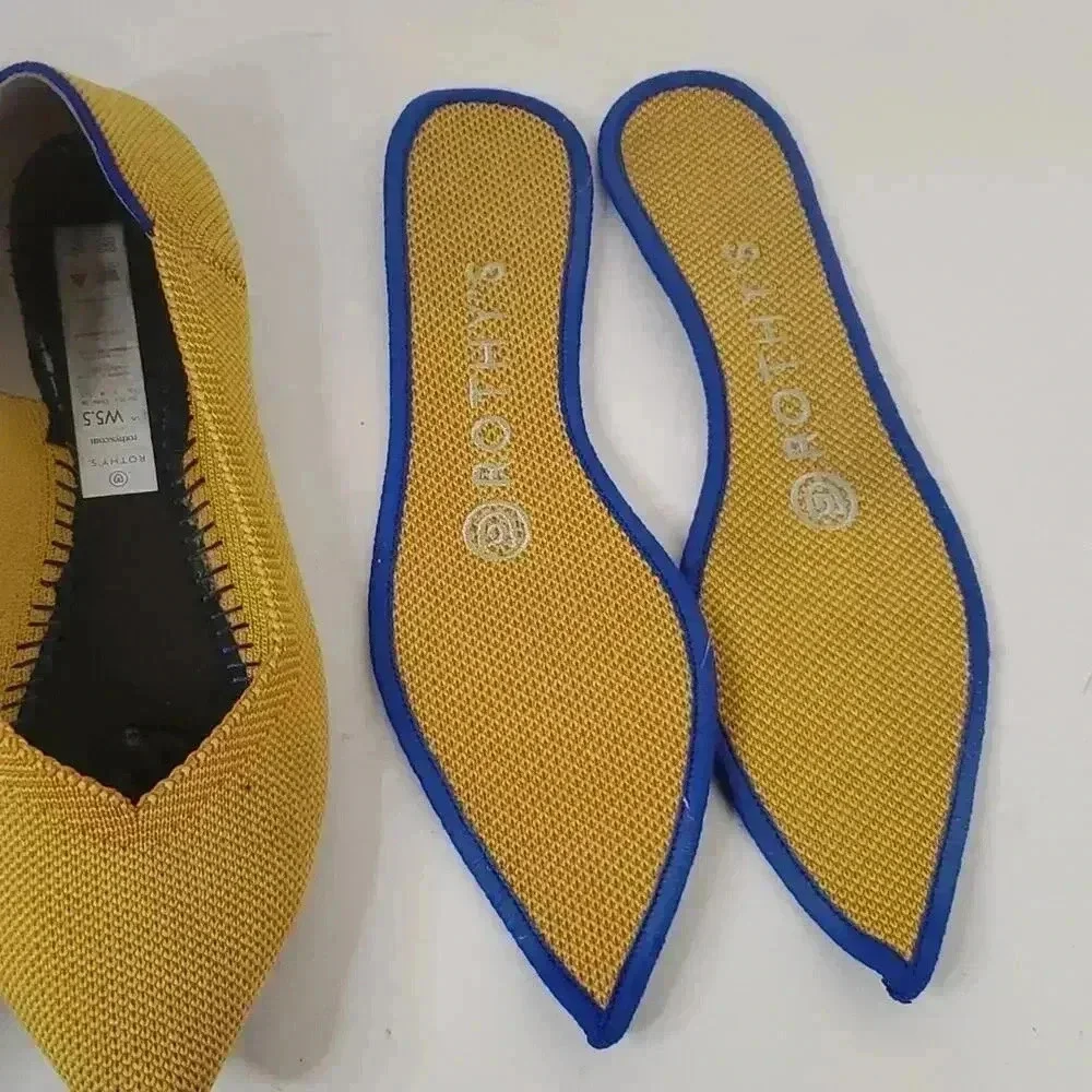 Rothy's Shoe Size 5.5 Yellow Rubber Woven Pointed Toe closed heel Shoes